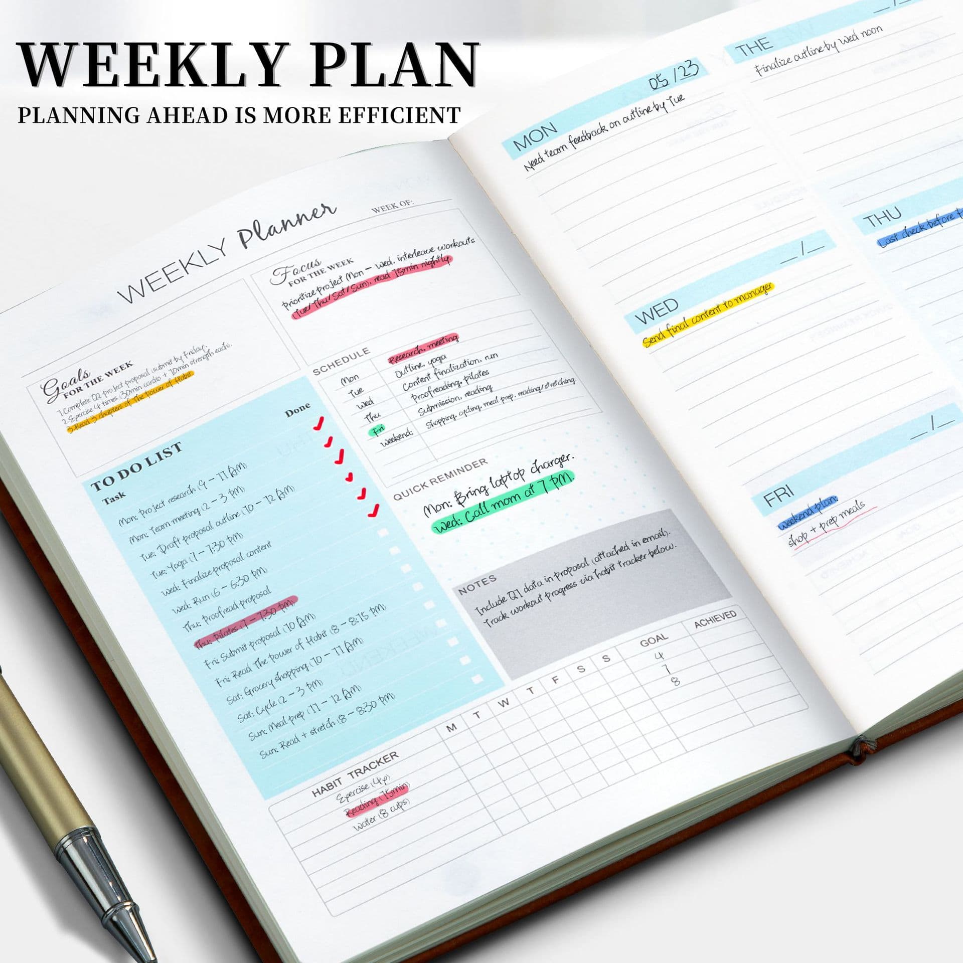 Cross-border A5 strapped planner in English weekly planner notebook Planner planner business cash budget notebook 3