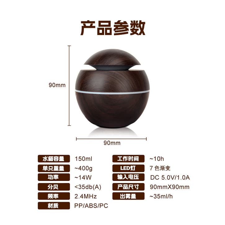 Creative mushroom head wood grain humidifier USB plug-in colorful hollow light-transmitting atmosphere light humidifier 4