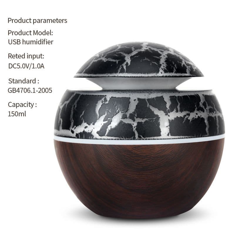 Creative mushroom head wood grain humidifier USB plug-in colorful hollow light-transmitting atmosphere light humidifier 5