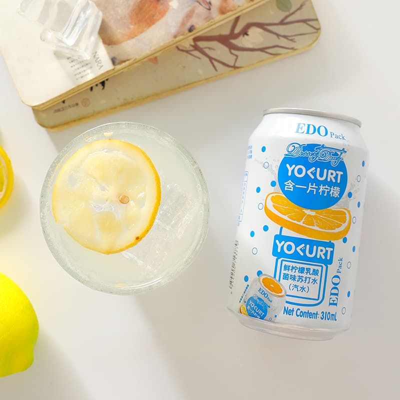 EDOPack Fresh Lemon Lactic Acid Bacteria Flavored Carbonated Beverage Internet Celebrity Party Casual Refreshing Thirst Quenching Canned Sparkling Water 2