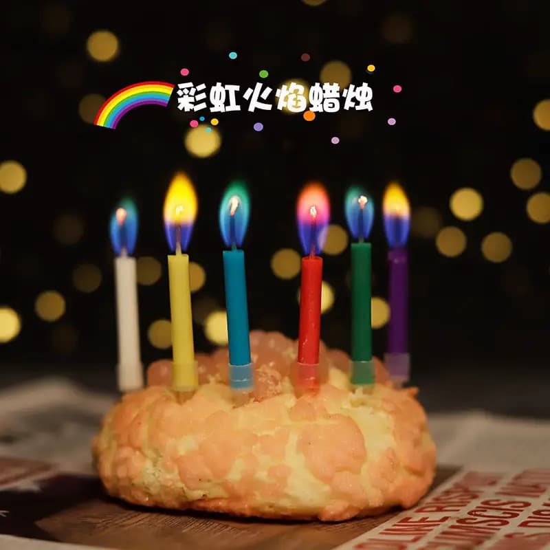 Colorful flame candle photo props candlelight dinner decoration festive ritual sense Valentine's Day birthday cake decoration 3