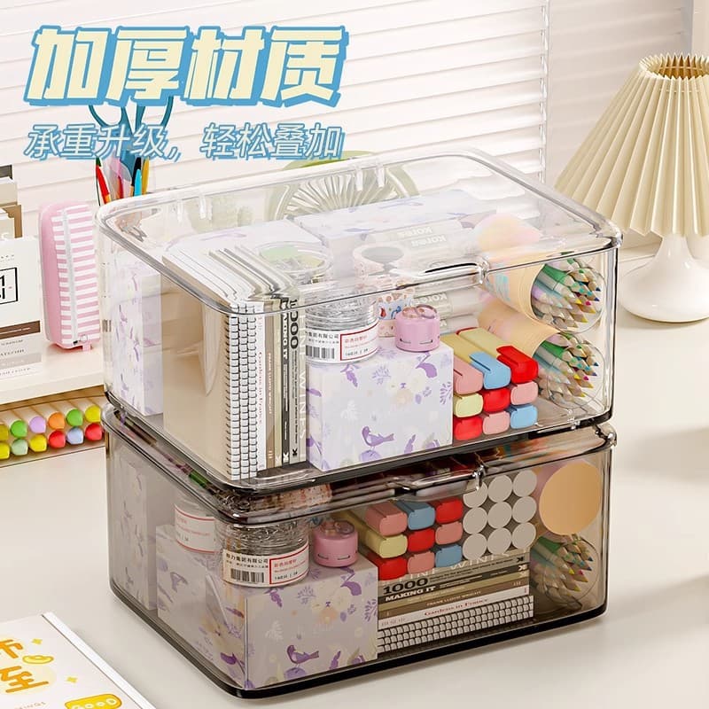 Transparent storage box desktop acrylic flip-top desktop cosmetics dust-proof storage box snacks and miscellaneous organizing box 4