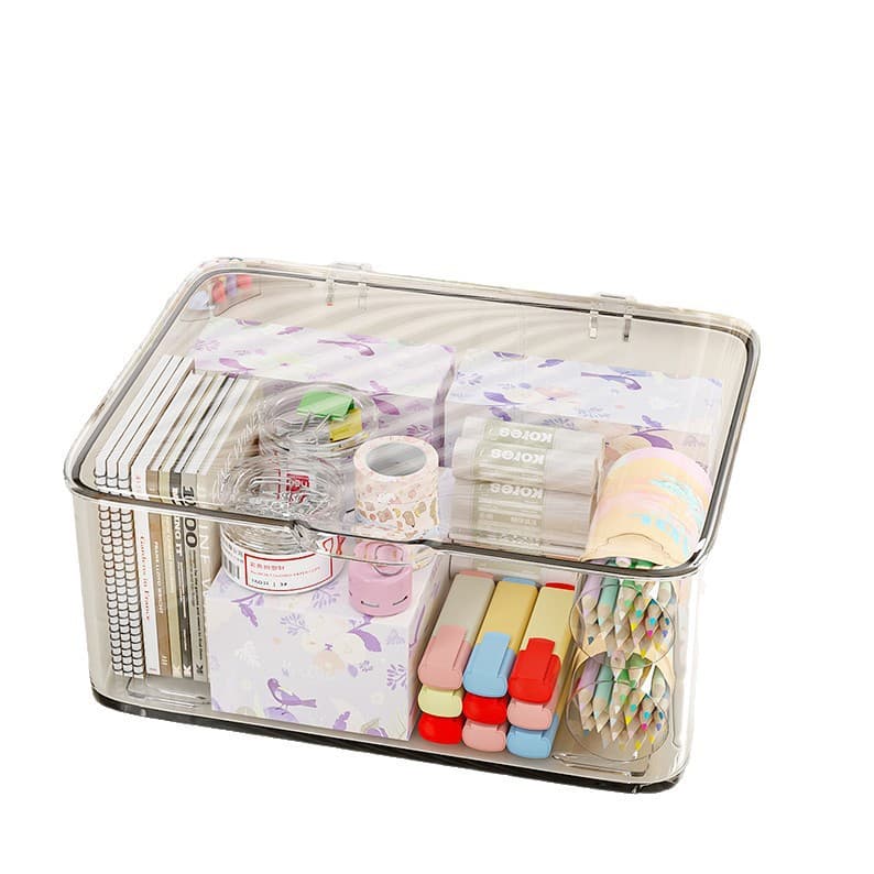 Transparent storage box desktop acrylic flip-top desktop cosmetics dust-proof storage box snacks and miscellaneous organizing box 5