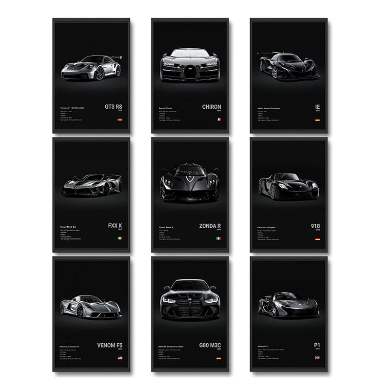 Set, poster for boys, wall art painting, 9 pieces