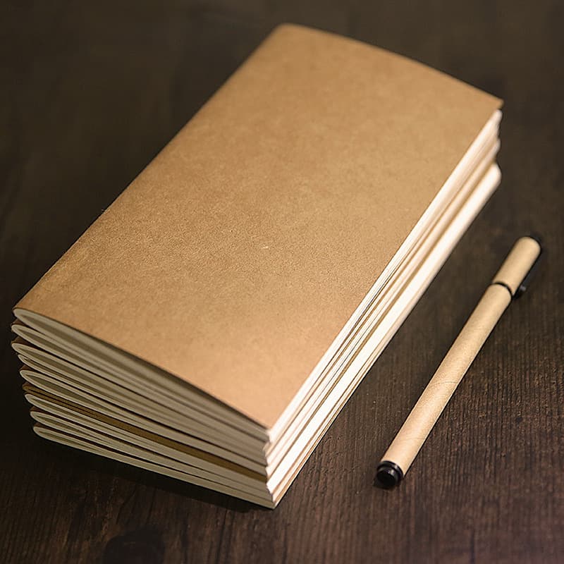 Retro travel notebook, kraft paper schedule planner diary notepad, hand ledger TN replacement inner core
