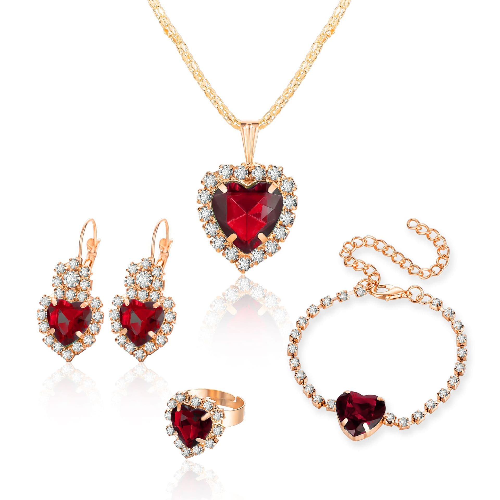 (Cross-border trading), brand necklace and earrings, ring, jewelry, high-end set, accessory for bride, European style, 4 piece set