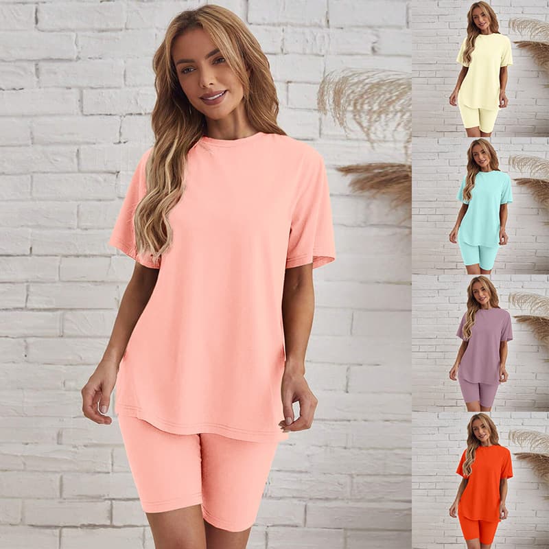 (Cross-border trading), T-shirt, shorts, pijama, sports set for leisure, tight, loose fit, slim fit, light luxury style