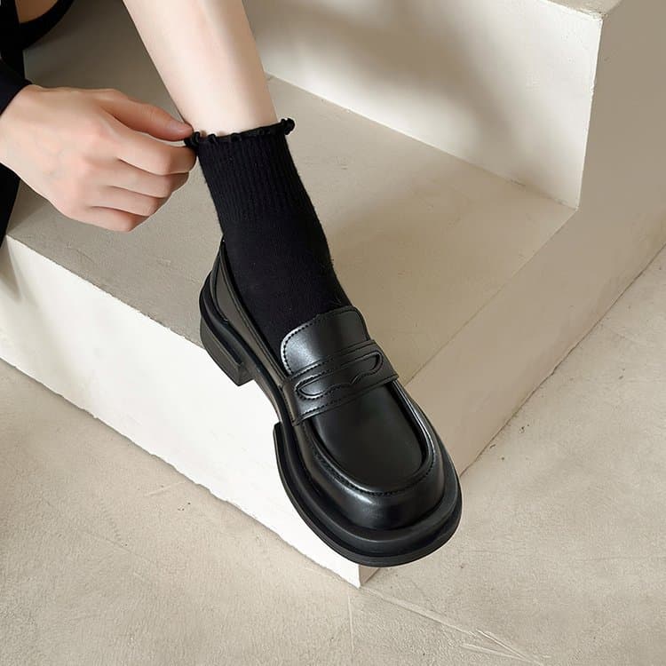 Real soft leather shoes for women British style 2024 new Japanese jk single shoes black thick sole with skirt gentle and happy