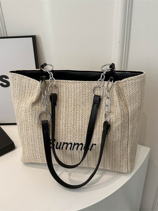 Universal woven straw one-shoulder bag, capacious shoulder bag