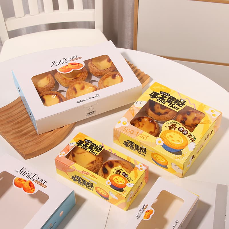 Egg tart packaging box 2/4/6 grains of disposable packing box Portuguese tart box Bakery