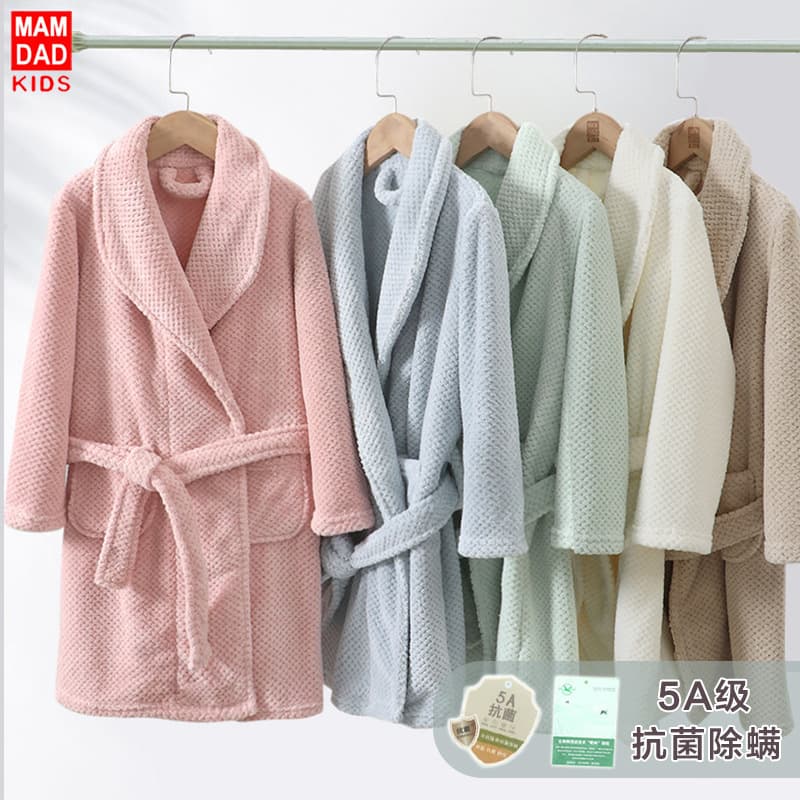 (Cross-border trading), flannel velvet long demi-season bathrobe, children's fleece pijama, increased thickness, family style
