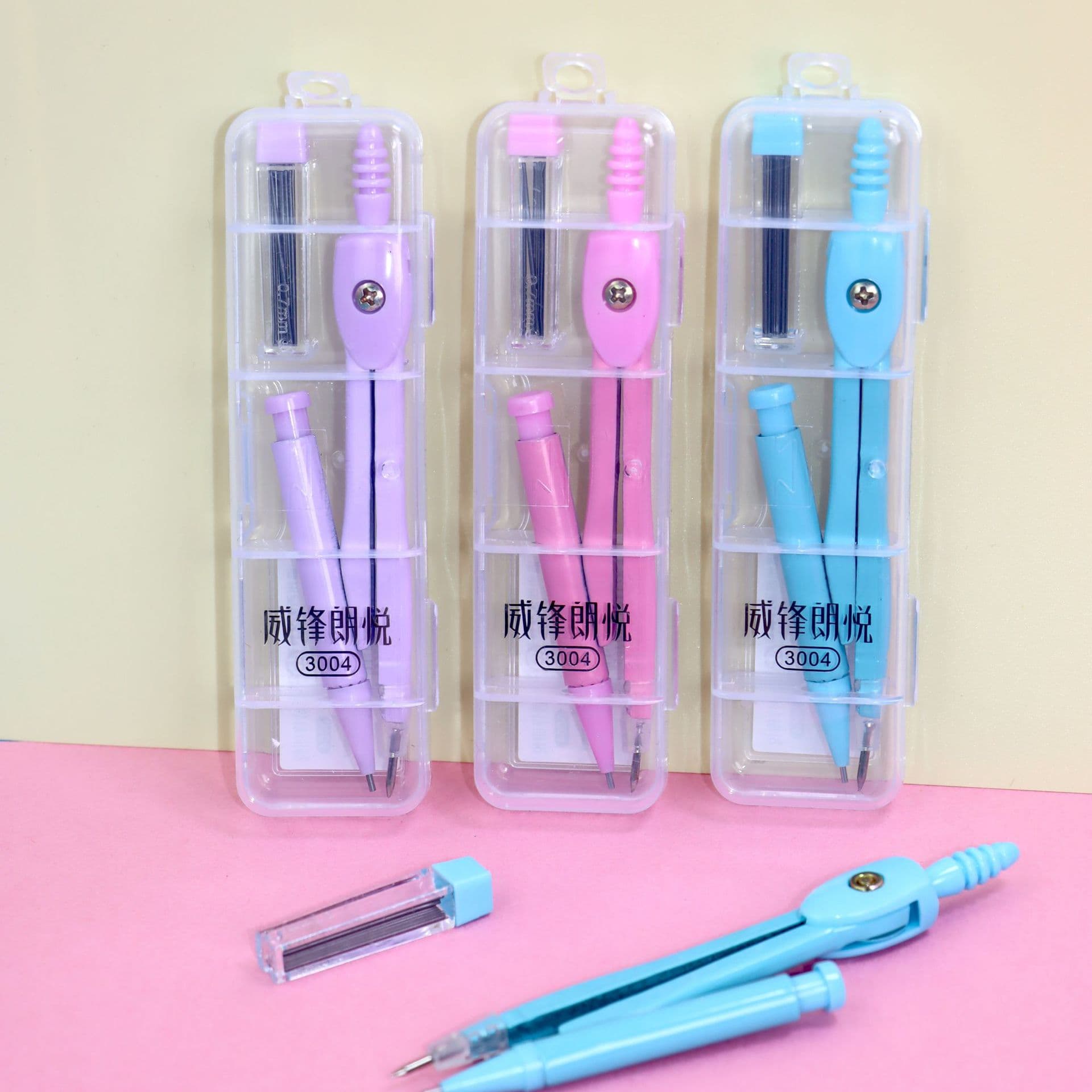 Student metal round rules 2 pieces of geometric drawing design tools Pure color round rules learning supplies round rules set