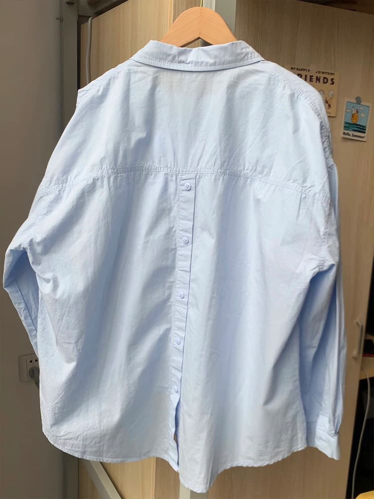 Cotton blue autumn shirt, summer jacket, thin cardigan, french style