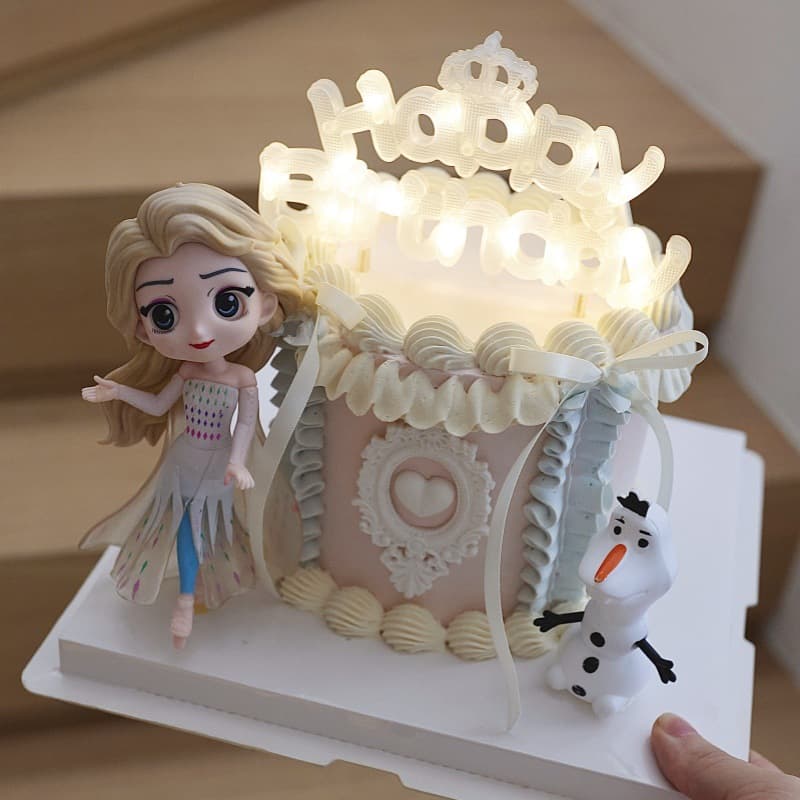 Castle, decorations, lamp with letters, princess Elsa