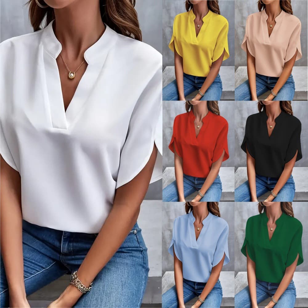 (Cross-border trading), summer shirt for leisure, European style, V-neckline, loose fit