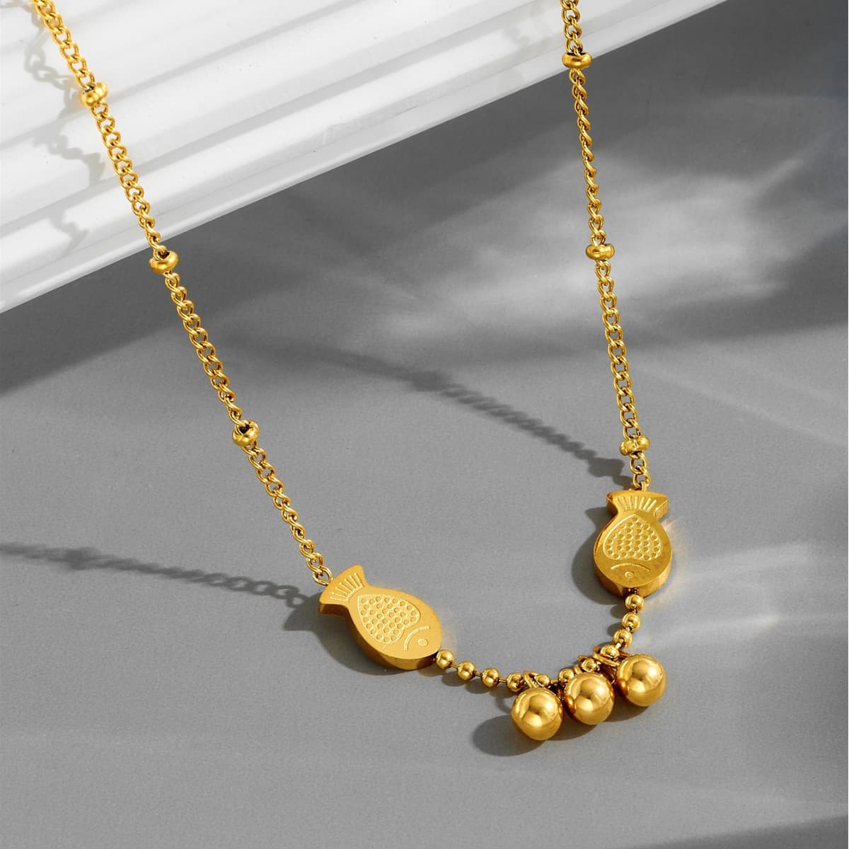 Necklace stainless steel, choker, fashionable pendant, golden accessory, chain for key bag for bride, high-quality style