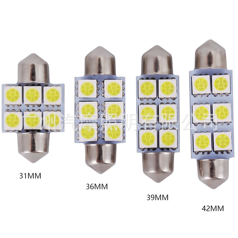 Car LED double pointed light license plate light 5050 C5W 6SMD reading light roof light cosmetic light indoor light