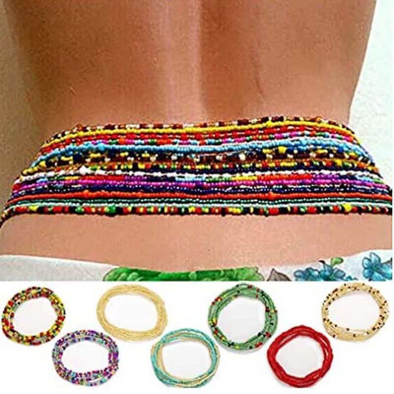European and American beach chain bikini chains Sexy belly handmade rice bead waist chain Jewelry waist bead chains