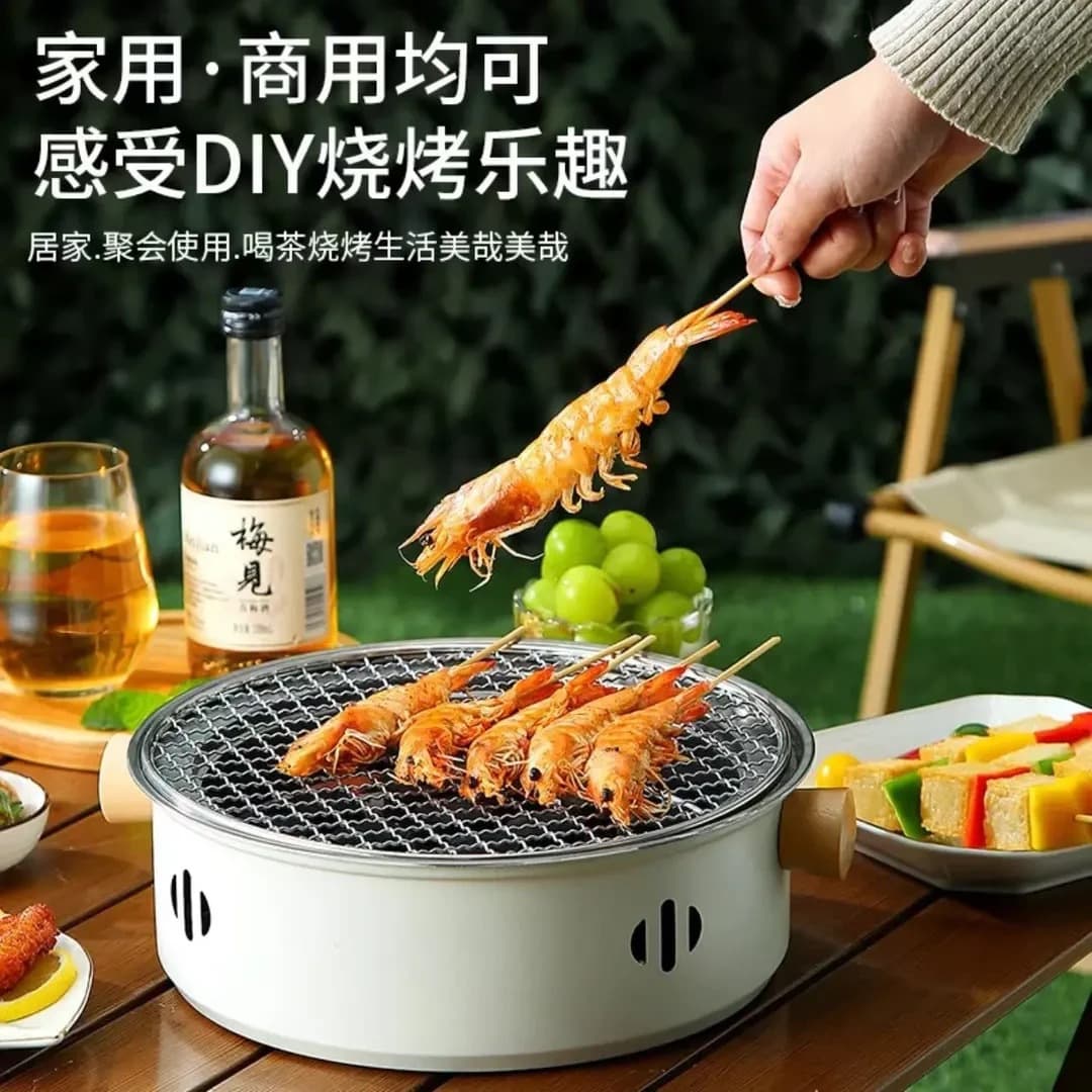 Tea-boiled barbecue stove, indoor, outdoor, barbecue rack, camping, household barbecue stove, portable barbecue stove, charcoal oven