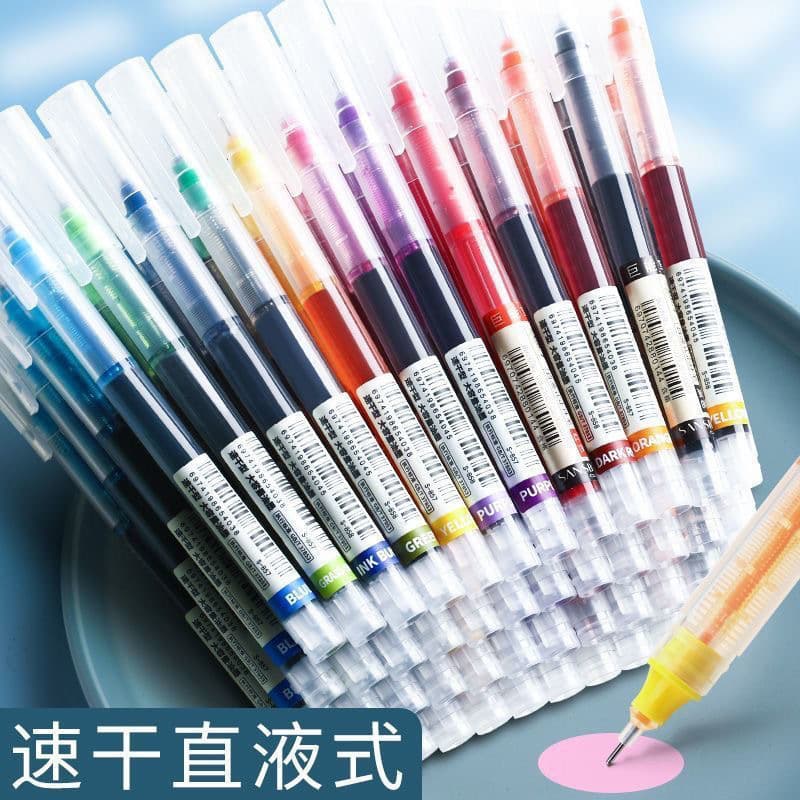 Rollerball capacious cute multicoloured quick dry rollerball pen, 12 colors, 0.5mm