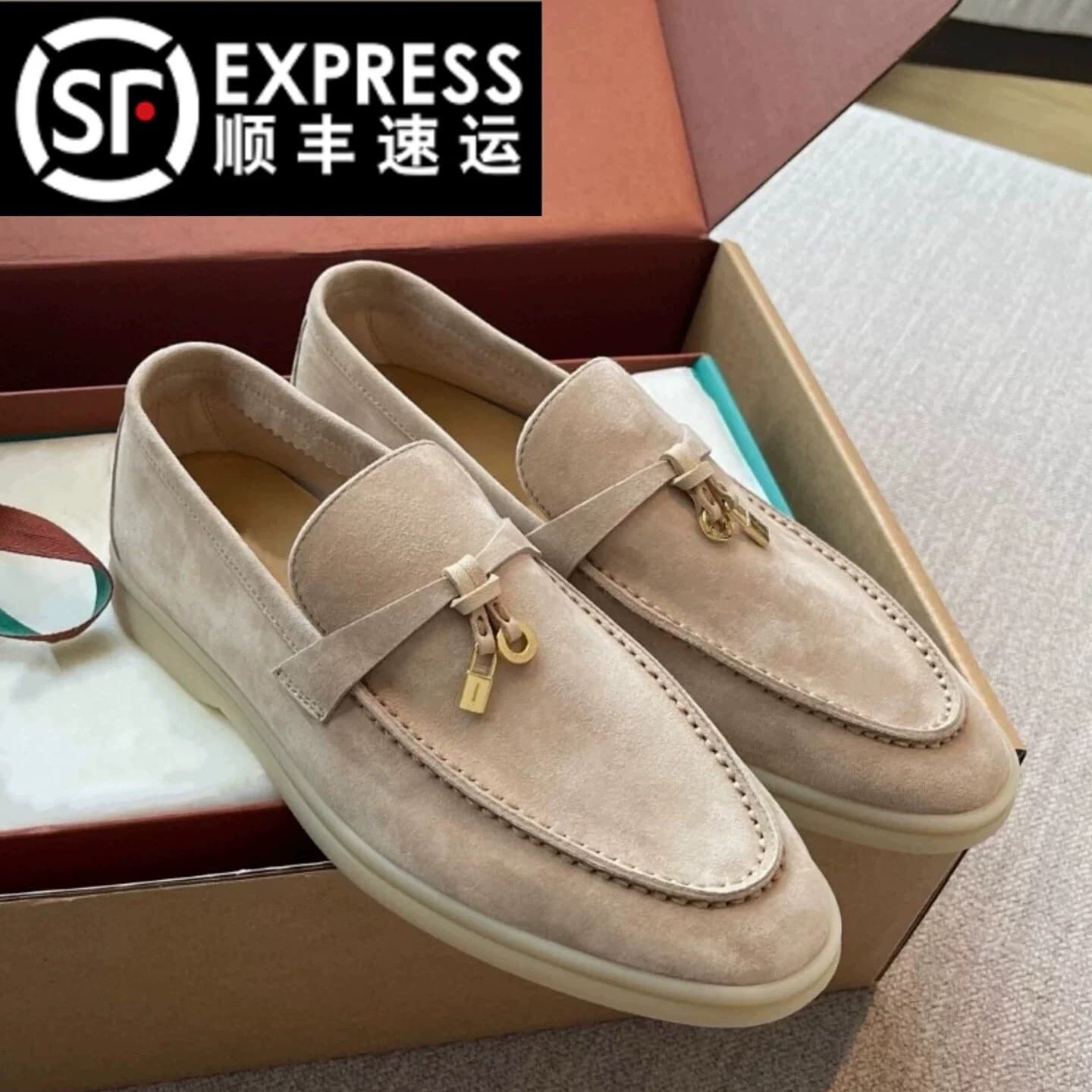 2026 spring and autumn new style sheepskin lp loafers women's slip-on shoes casual British tassel buckle deep mouth flat shoes